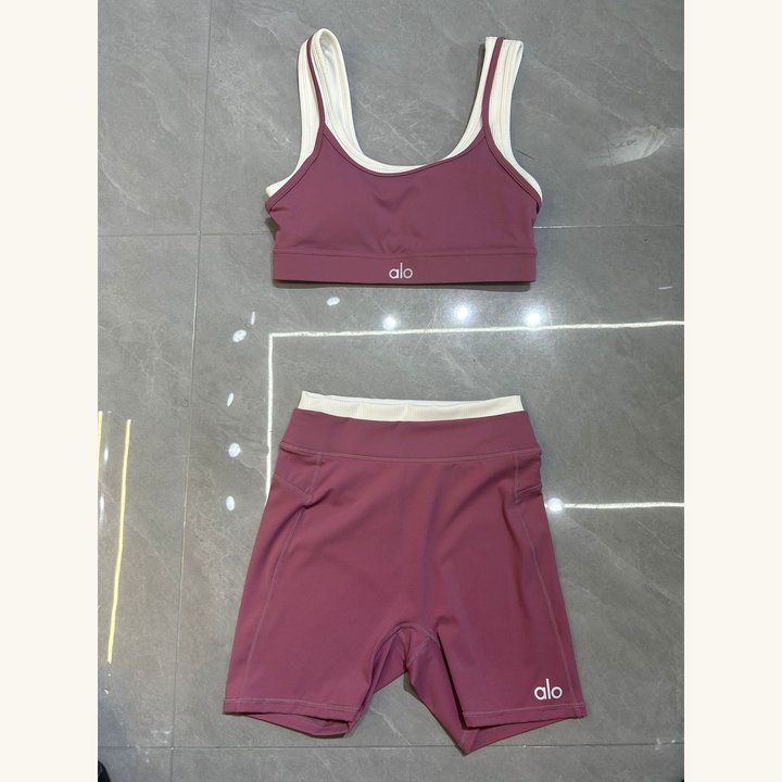 Ensemble brassière double épaisseur + short · Rose